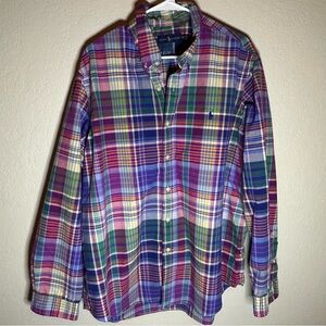 Ralph Lauren Blue and Pink Casual Button Down Shirt